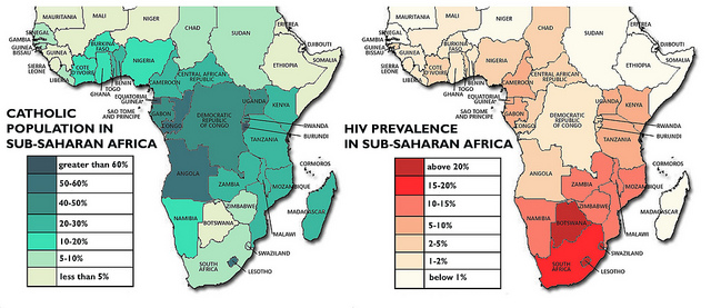 Ditribución de católicos y SIDA en África Ditribución de católicos y SIDA en África